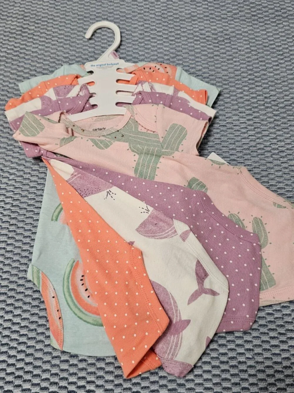 Carter's Baby 5 PCS Multi-Print Short-Sleeve  Bodysuit Baby Girl - 9 Months NEW